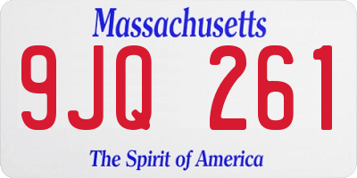 MA license plate 9JQ261