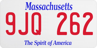 MA license plate 9JQ262