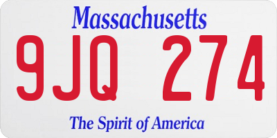 MA license plate 9JQ274