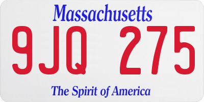 MA license plate 9JQ275