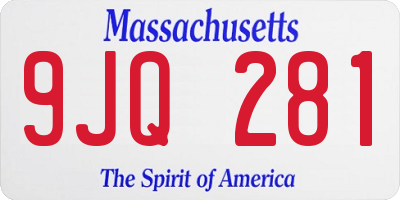 MA license plate 9JQ281