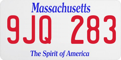 MA license plate 9JQ283