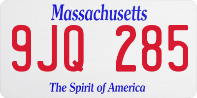 MA license plate 9JQ285