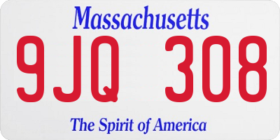 MA license plate 9JQ308