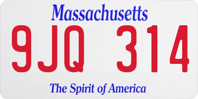 MA license plate 9JQ314