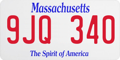 MA license plate 9JQ340