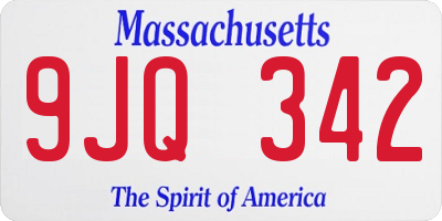 MA license plate 9JQ342
