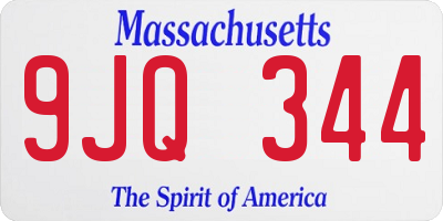 MA license plate 9JQ344