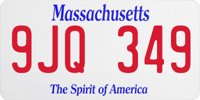 MA license plate 9JQ349