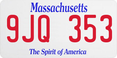 MA license plate 9JQ353