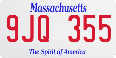 MA license plate 9JQ355