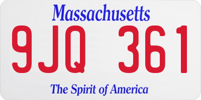 MA license plate 9JQ361