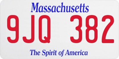 MA license plate 9JQ382