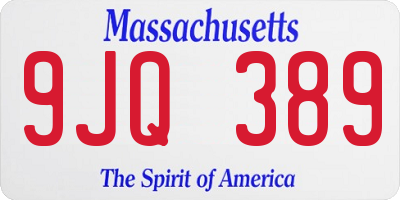 MA license plate 9JQ389