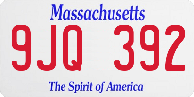 MA license plate 9JQ392
