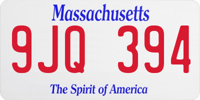 MA license plate 9JQ394