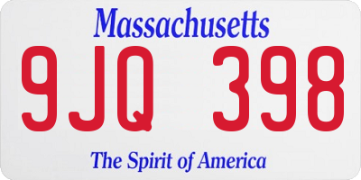 MA license plate 9JQ398