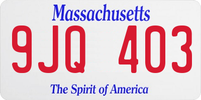 MA license plate 9JQ403