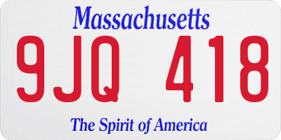 MA license plate 9JQ418