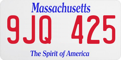 MA license plate 9JQ425