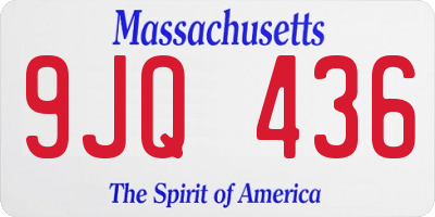 MA license plate 9JQ436