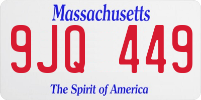 MA license plate 9JQ449