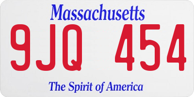 MA license plate 9JQ454