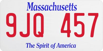 MA license plate 9JQ457