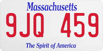 MA license plate 9JQ459