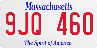 MA license plate 9JQ460