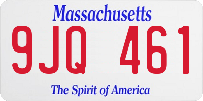 MA license plate 9JQ461
