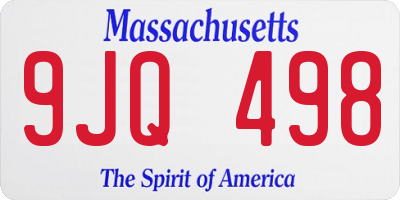 MA license plate 9JQ498