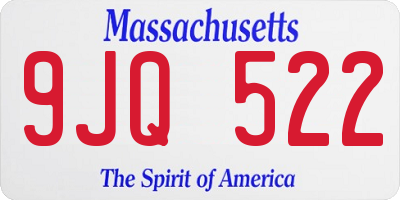 MA license plate 9JQ522