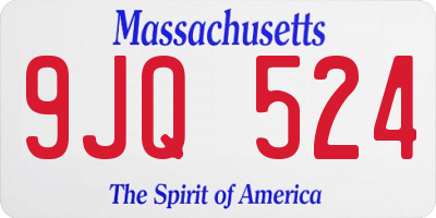 MA license plate 9JQ524