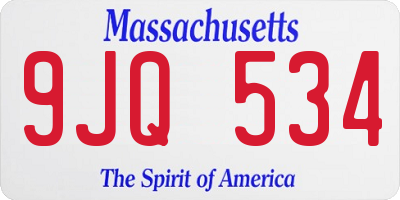 MA license plate 9JQ534