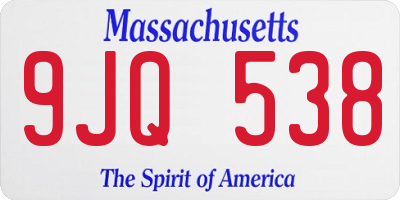 MA license plate 9JQ538