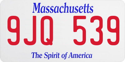 MA license plate 9JQ539