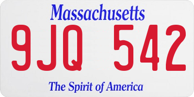 MA license plate 9JQ542