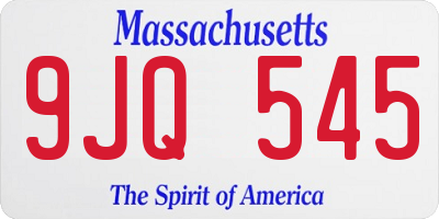 MA license plate 9JQ545