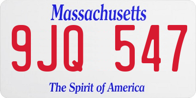MA license plate 9JQ547