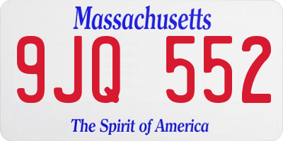 MA license plate 9JQ552