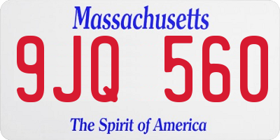 MA license plate 9JQ560
