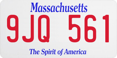 MA license plate 9JQ561