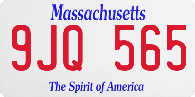 MA license plate 9JQ565