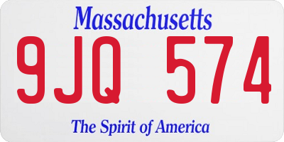 MA license plate 9JQ574