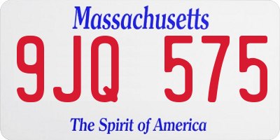 MA license plate 9JQ575