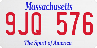 MA license plate 9JQ576