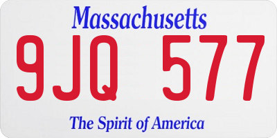 MA license plate 9JQ577
