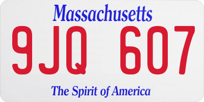 MA license plate 9JQ607