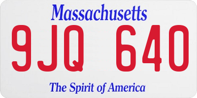 MA license plate 9JQ640